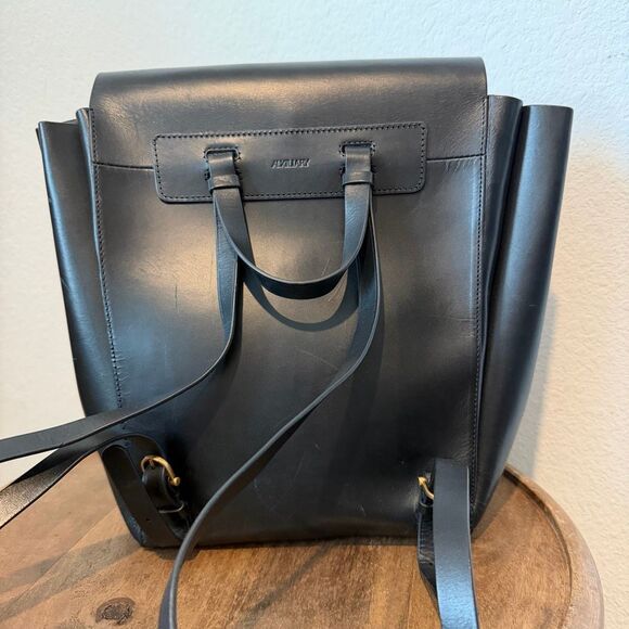 Aritzia Alxiliary Black Smooth Leather De Bray Backpack Book Bag Purse Women's - Picture 5 of 13